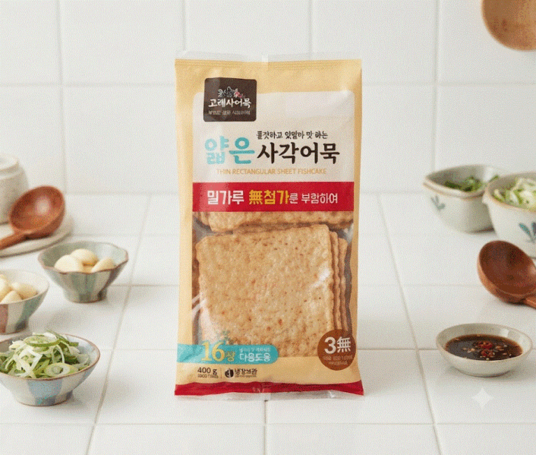 고래사어묵 얇은 사각어묵 16장, 400g, 1개