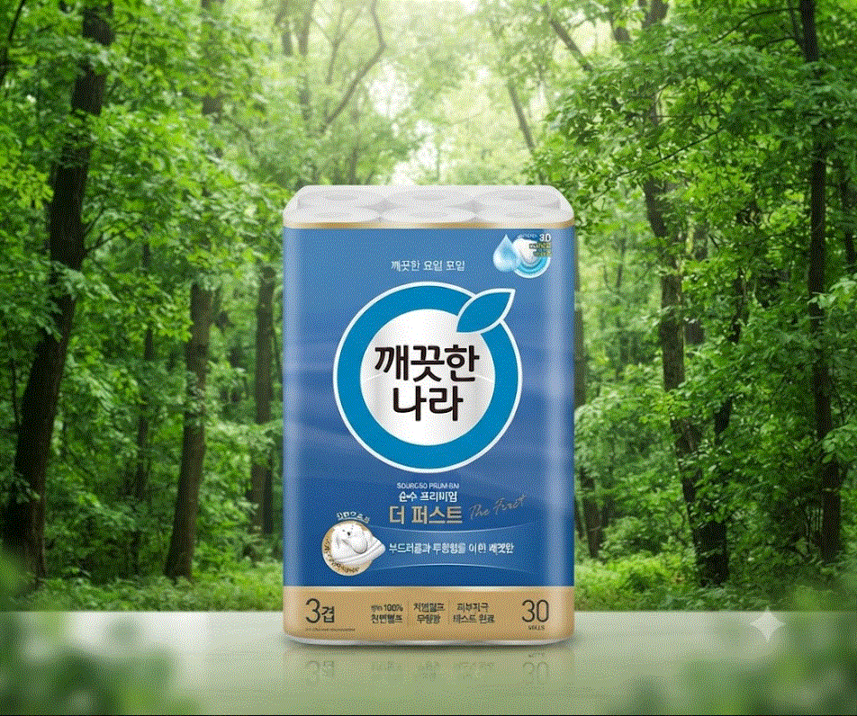 깨끗한나라 순수 프리미엄 더 퍼스트 천연펄프 3겹 고급롤화장지 제품 이미지