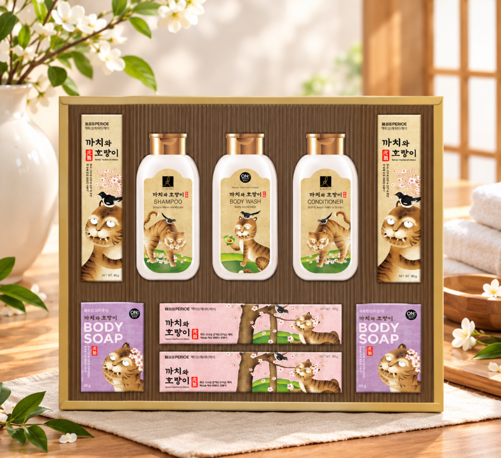 LG생활건강 선물세트 까치와 호랑이 P호 A3 + 쇼핑백, 1세트 제품 이미지